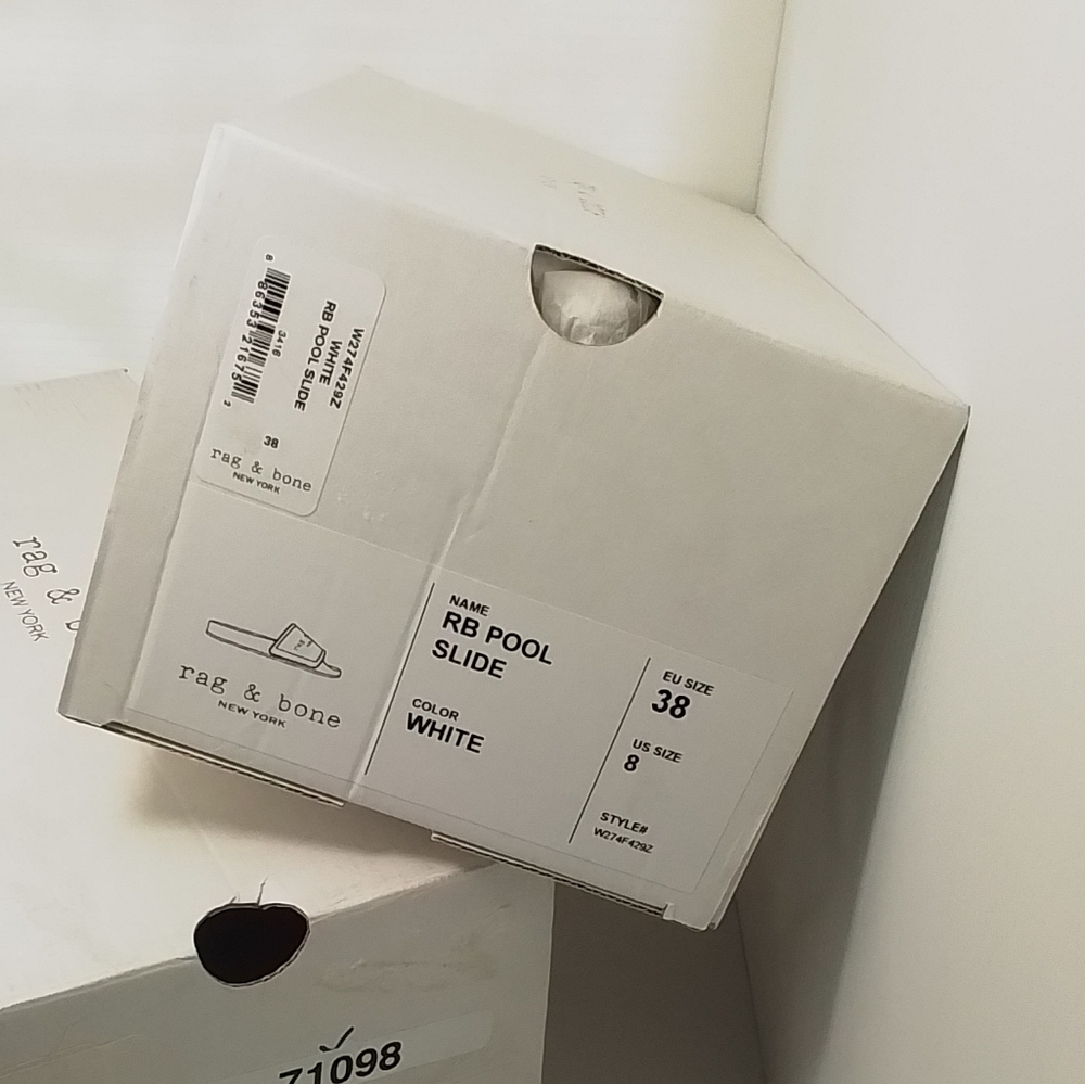 NEW IN BOX Rag & Bone Logo Pool White Slides - Picture 9 of 10